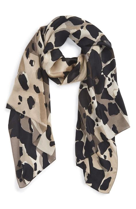 burberry animal print mega check satin silk scarf|Check Silk Scarf in Sand .